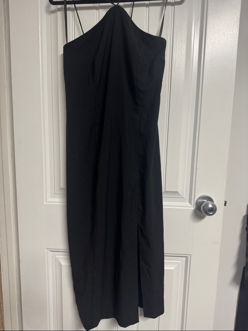 Anthropologie Black Midi halter  Slip Dress